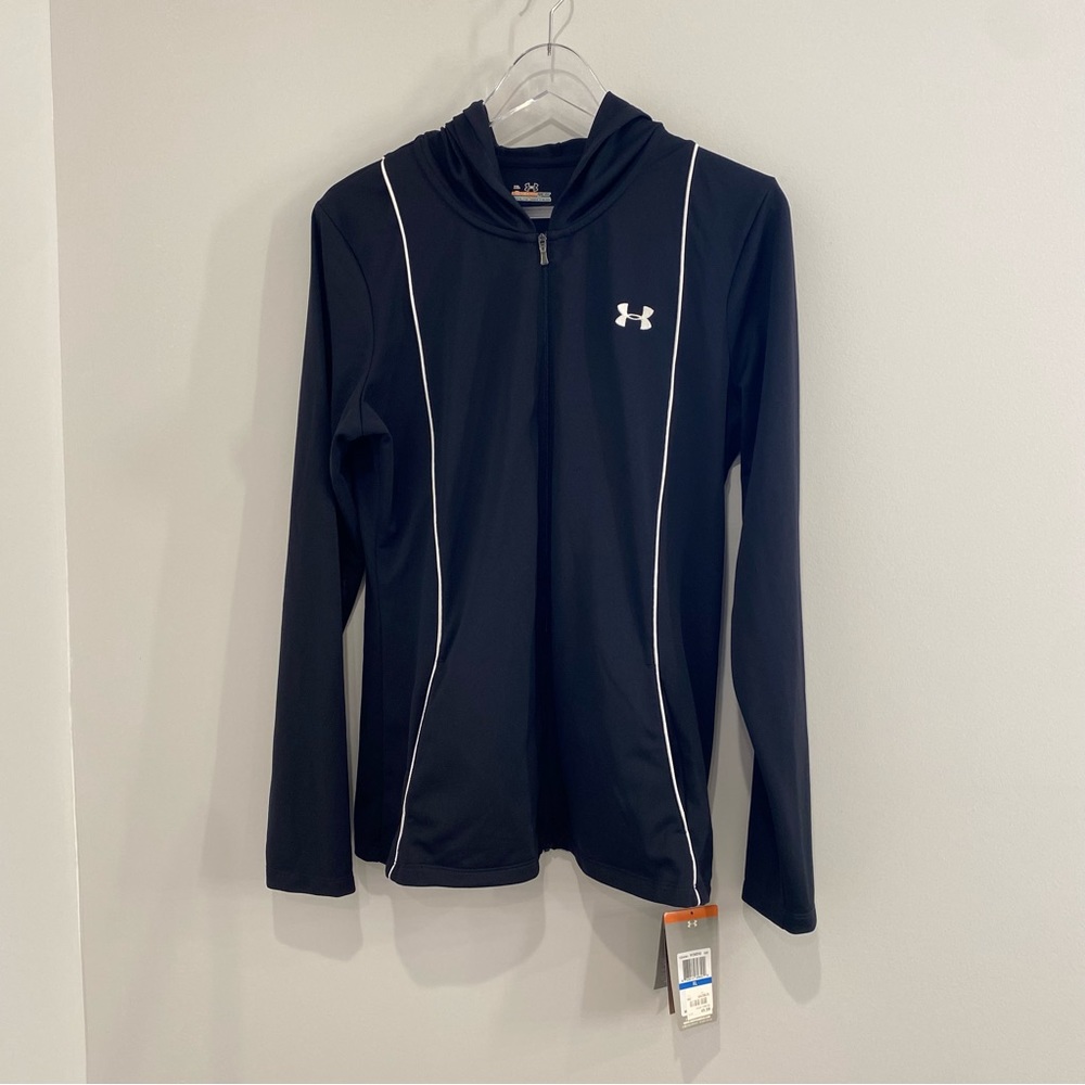 Under Armour  All Season Hooded Zip Up Jacket Womens XL Black Loose Fit